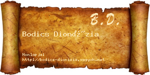 Bodics Dionízia névjegykártya